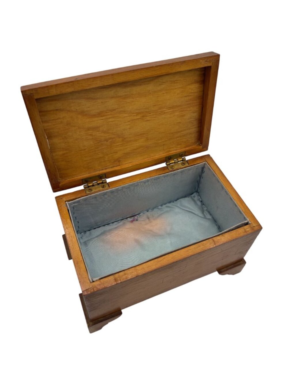 Vintage Rustic Solid Wood Footed Jewelry or Trinket Box With Hinged Lid - 7" X 4 - Picture 13 of 13